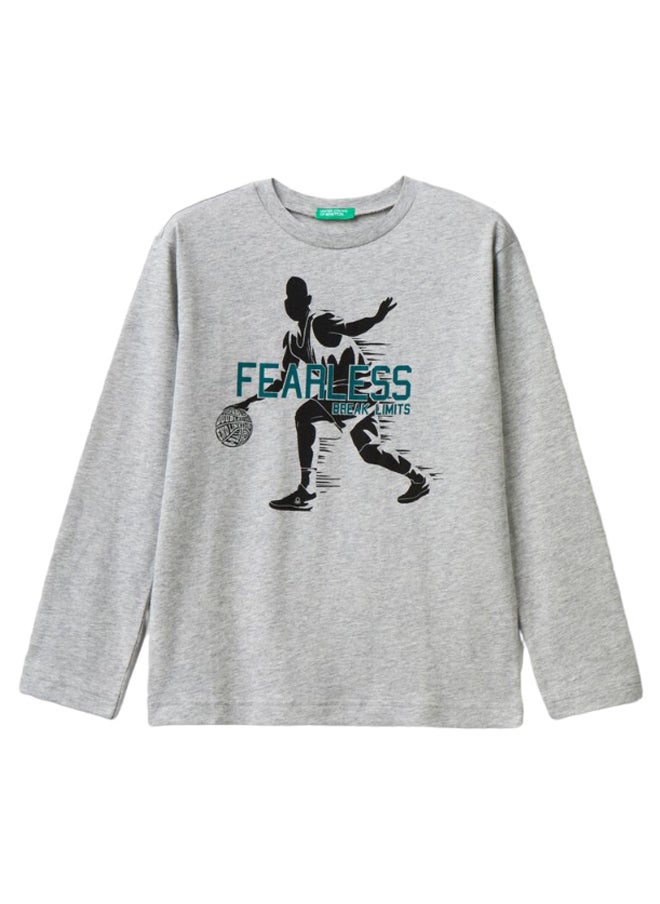 Benetton - Printed Long Sleeve T-Shirt - Image 1