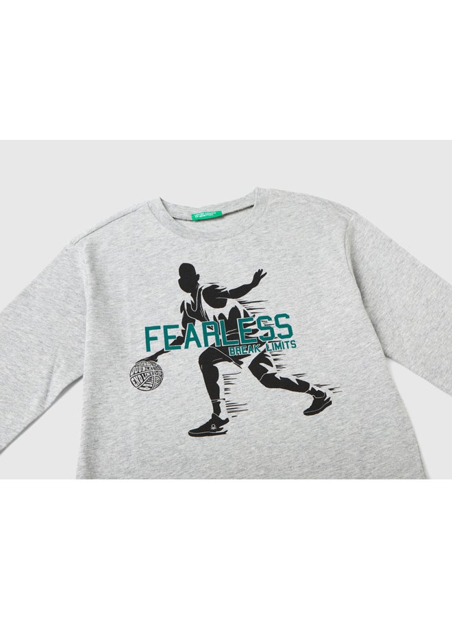 Benetton - Printed Long Sleeve T-Shirt - Image 1