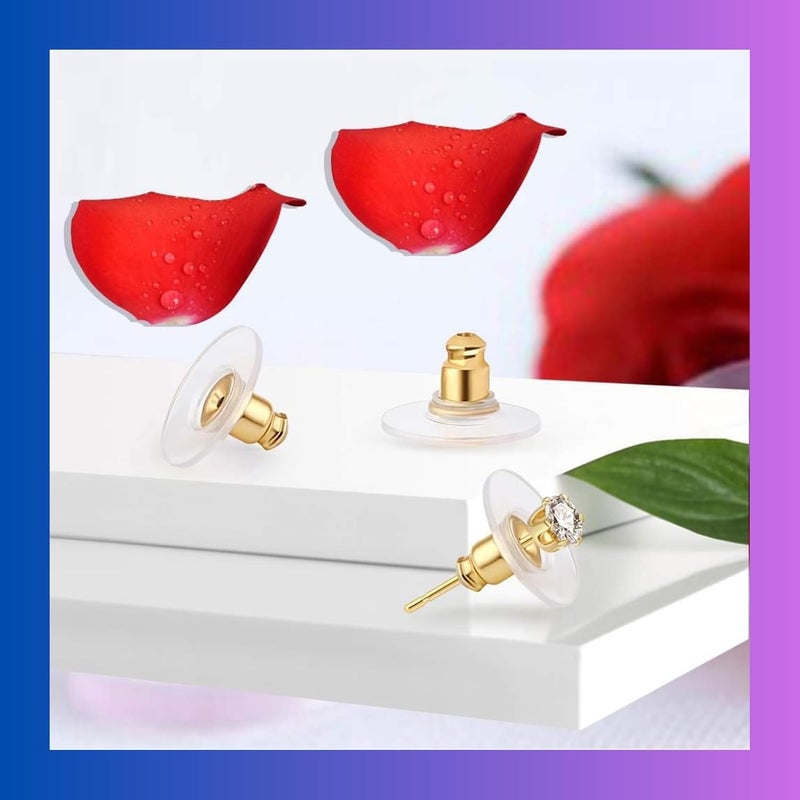 ST logo Hanging Tree Earring Backs, Earring Safety Back Stopper Clutch Ear Locking with Pad Hypoallergenic Earring Backings Jewellery Making Earring Findings Accessories (300 Pcs Earing Stoppers) - Image 4