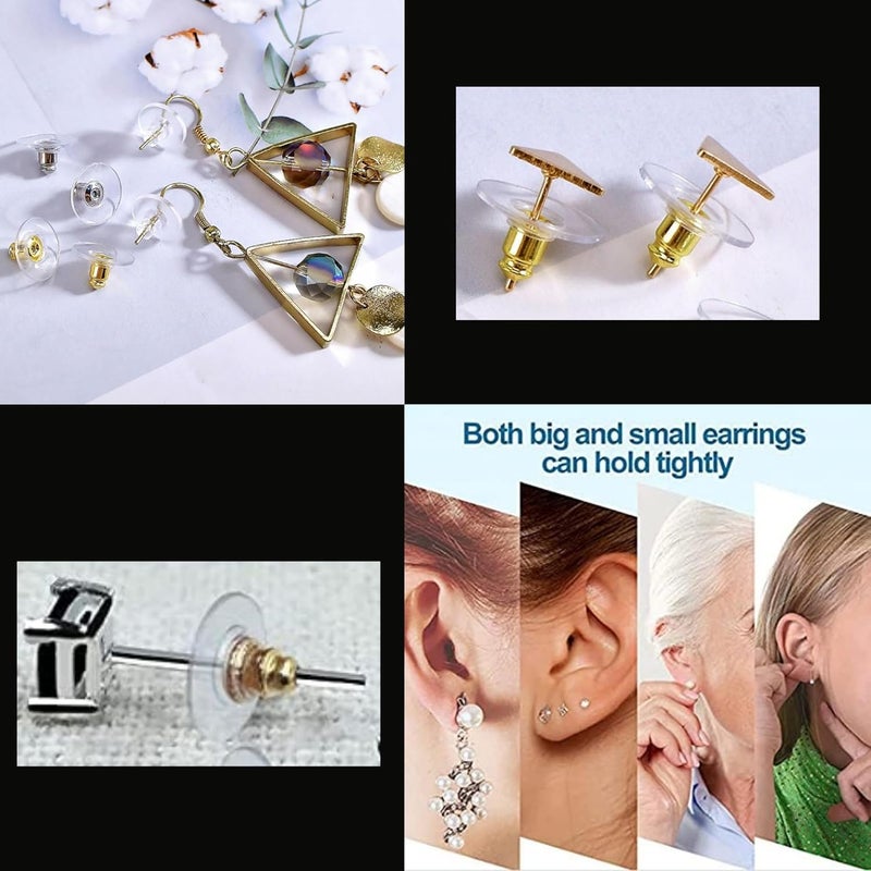 ST logo Hanging Tree Earring Backs, Earring Safety Back Stopper Clutch Ear Locking with Pad Hypoallergenic Earring Backings Jewellery Making Earring Findings Accessories (300 Pcs Earing Stoppers) - Image 3