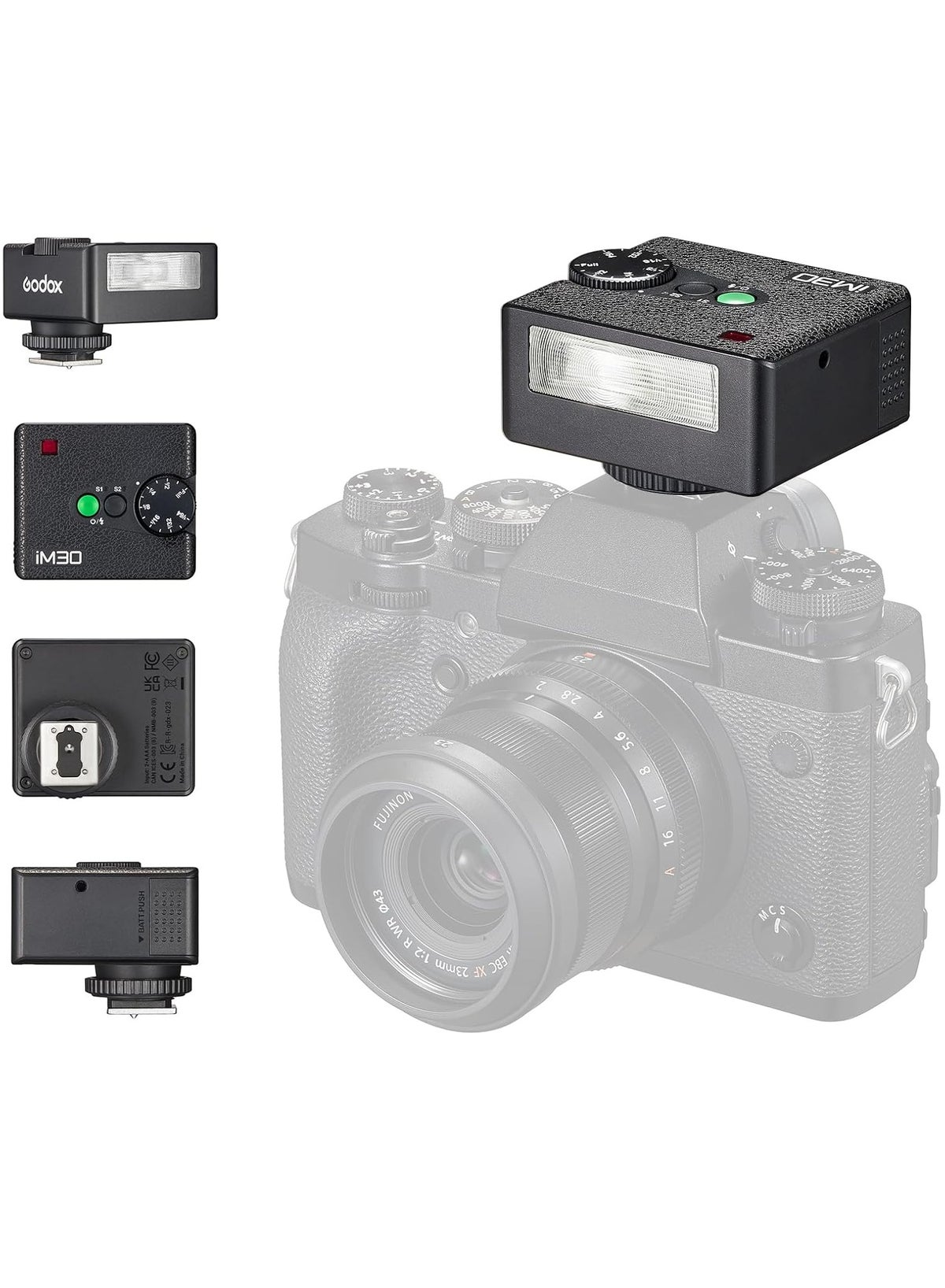 Godox iM30 Mini Flash Camera Flash, GN15 7 Levels Flash Output CCT ...