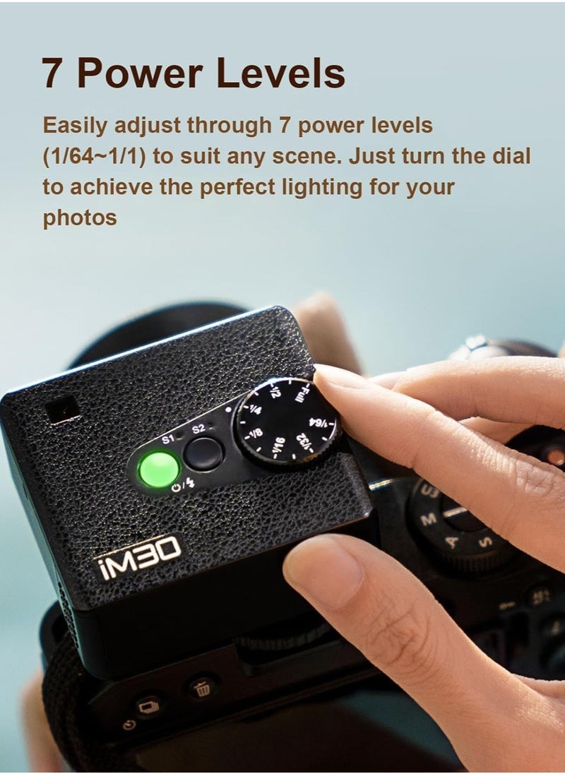Godox - iM30 Mini Flash Camera Flash, GN15 7 Levels Flash Output CCT 6500K±200K Mini Flash Speedlite 230 Full Power Flash for Canon Sony Nikon Fuji Olympus Camera - Image 1