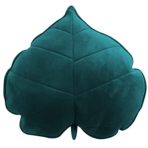 Peach Cuddle Velvet Leaf Shaped Throw Cushion Pillow For Living Room Décor (Pack of 1, 45X45 Cm, Teal Blue) - Image 1