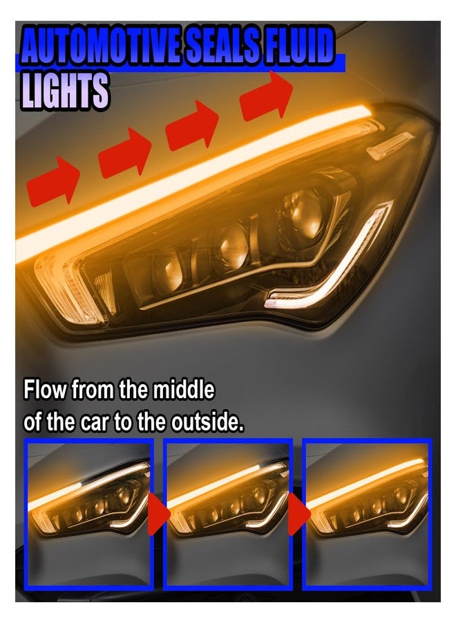 UHANBUT 2PCS 12 Inch Car LED Strip Lights, Flexible Waterproof DRL Daytime Running Lights, Dual Color Sequential Flowing Turn Signal Light, Auto Headlight Strip Accessory for Cars (30CM/White&Amber) - Image 3