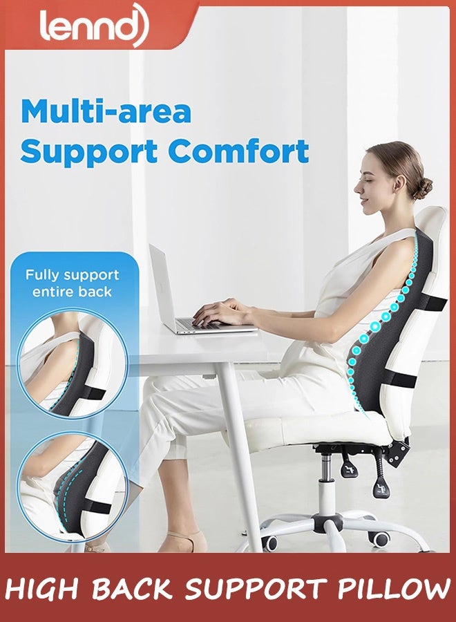 LENND High Back Support Pillow for Office Chair, Fully Support Entire Back Cushion Pain Relief Promotes Posture- Memory Foam Lumbar Support Pillow for Offfice Chair, Desk, Gaming, Recliner Chair - Image 3