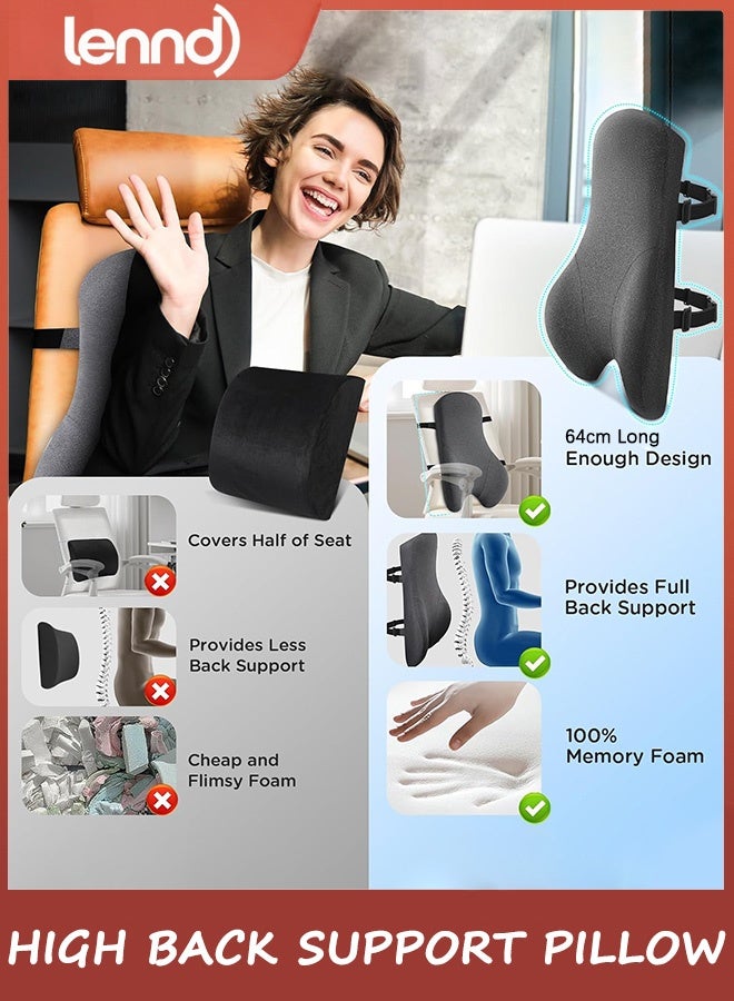 LENND High Back Support Pillow for Office Chair, Fully Support Entire Back Cushion Pain Relief Promotes Posture- Memory Foam Lumbar Support Pillow for Offfice Chair, Desk, Gaming, Recliner Chair - Image 5