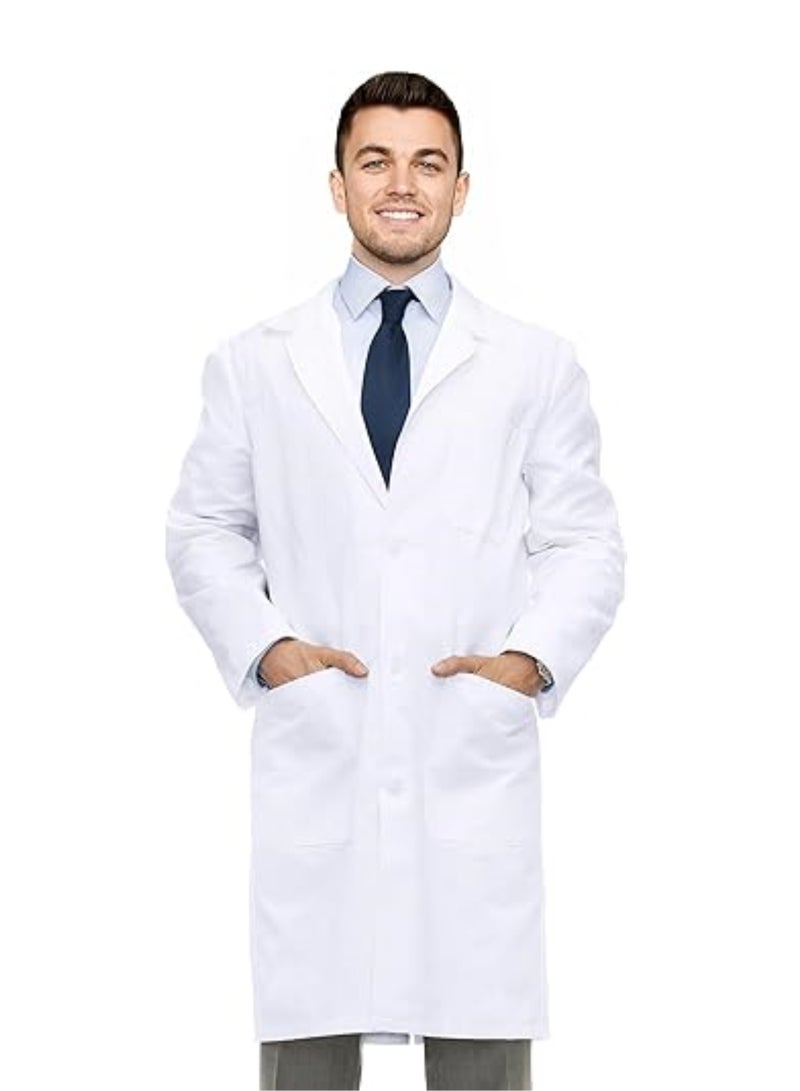 Selecta Now Mens Wrinkle Free Lab Coat White Laboratory Coat For Mens Long Sleeves Doctor Coat Soft Comfortable Professional Chemistry Coat - Image 1