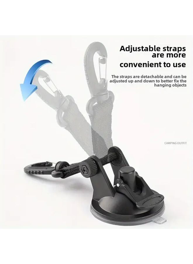 Black Suction Cup Hooks 4 Pack With Safety Lock For Camping Car Tents And Home Use - Image 3