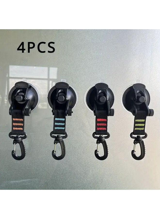 Black Suction Cup Hooks 4 Pack With Safety Lock For Camping Car Tents And Home Use - Image 1