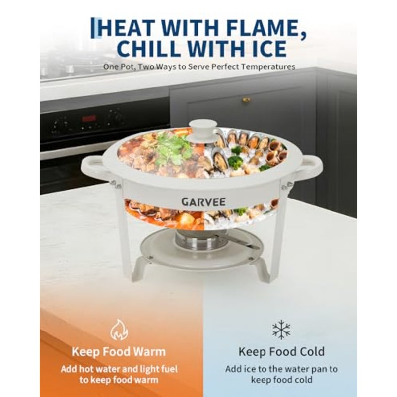 Maifanite-Coated Chafing Dishes Set 5.3QT Buffet Food Warmers with Glass Lid, Non-Stick Stone Finish, Stackable and Scratch-Resistant Ideal for Wedding, Party, Catering 2 Pack - Image 3