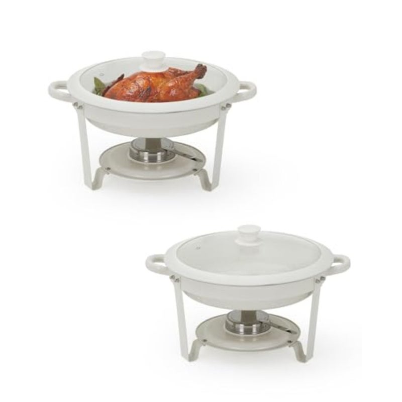 Maifanite-Coated Chafing Dishes Set 5.3QT Buffet Food Warmers with Glass Lid, Non-Stick Stone Finish, Stackable and Scratch-Resistant Ideal for Wedding, Party, Catering 2 Pack - Image 1