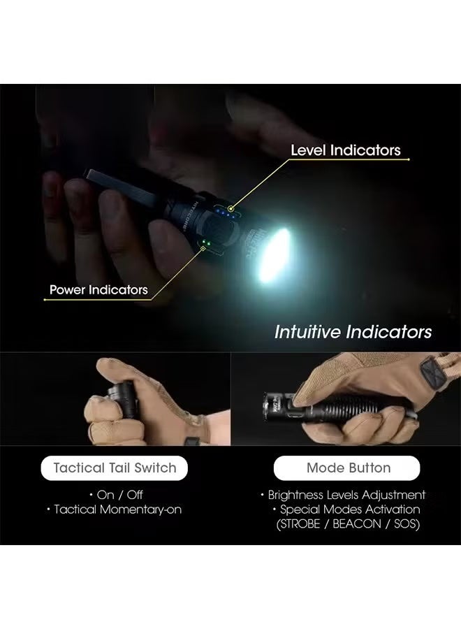 NITECORE MH12 Pro USB-C Rechargeable Compact Flashlight 505 Meters Tactical Torch UHi 40 LED Beam - Image 3