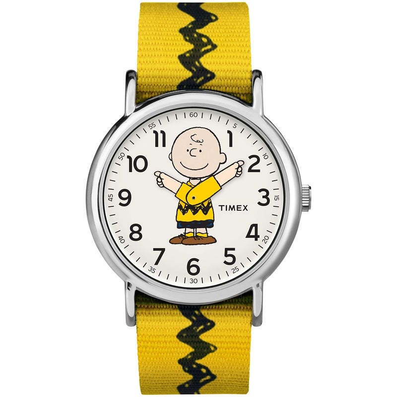 TIMEX ساعة تيمكس للجنسين TW2R41100 ويكندر 38 مم بشخصية تشارلي براون من بيانات الفول السوداني بحزام نايلون قابل للتعديل - Image 4