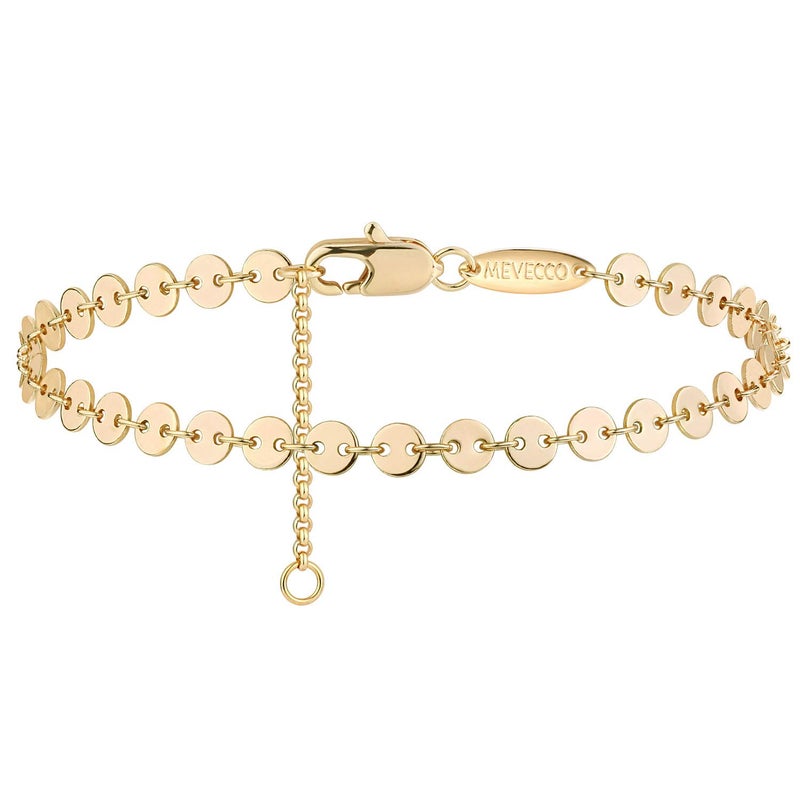 ميفيكو سوار MEVECCO للنساء مطلي بالذهب عيار 14 قيراطًا، سلسلة رقيقة، مجوهرات بسيطة، صناعة يدوية لطيفة، بسيطة، مناسبة لها - Image 1