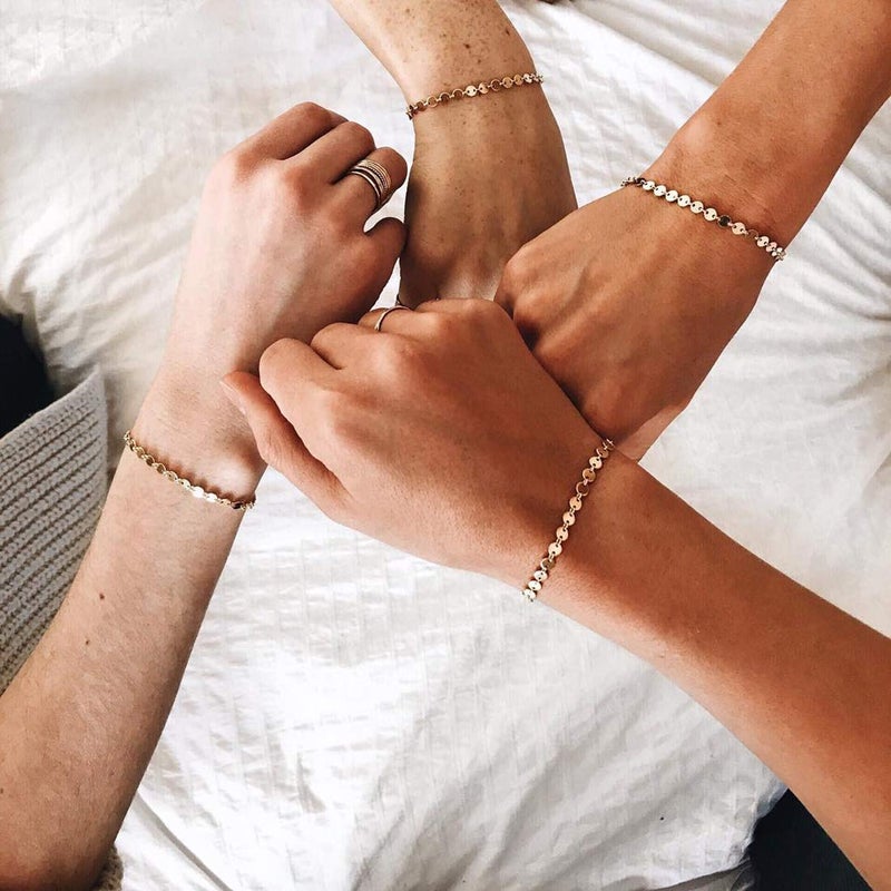 ميفيكو سوار MEVECCO للنساء مطلي بالذهب عيار 14 قيراطًا، سلسلة رقيقة، مجوهرات بسيطة، صناعة يدوية لطيفة، بسيطة، مناسبة لها - Image 5