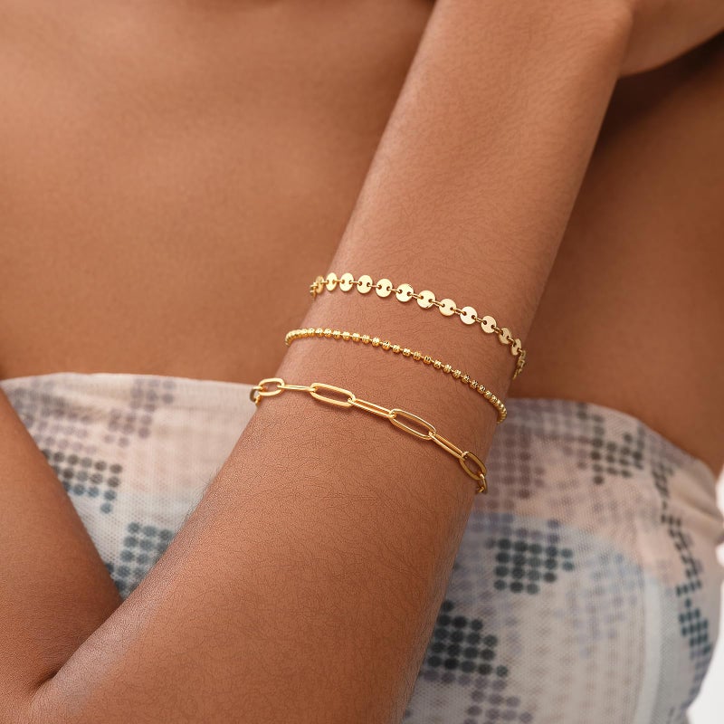 ميفيكو سوار MEVECCO للنساء مطلي بالذهب عيار 14 قيراطًا، سلسلة رقيقة، مجوهرات بسيطة، صناعة يدوية لطيفة، بسيطة، مناسبة لها - Image 3