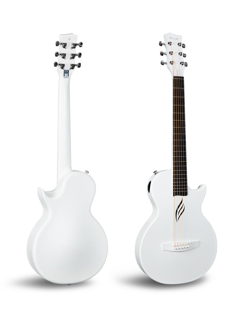 Enya Nova Go Carbon Fiber Acoustic Guitar 1/2 Size Beginner Adult Travel Acustica Guitarra w/Starter Bundle Kit of Colorful Packaging, Acoustic Guitar Strap, Gig Bag, Cleaning Cloth, String(White) - Image 2