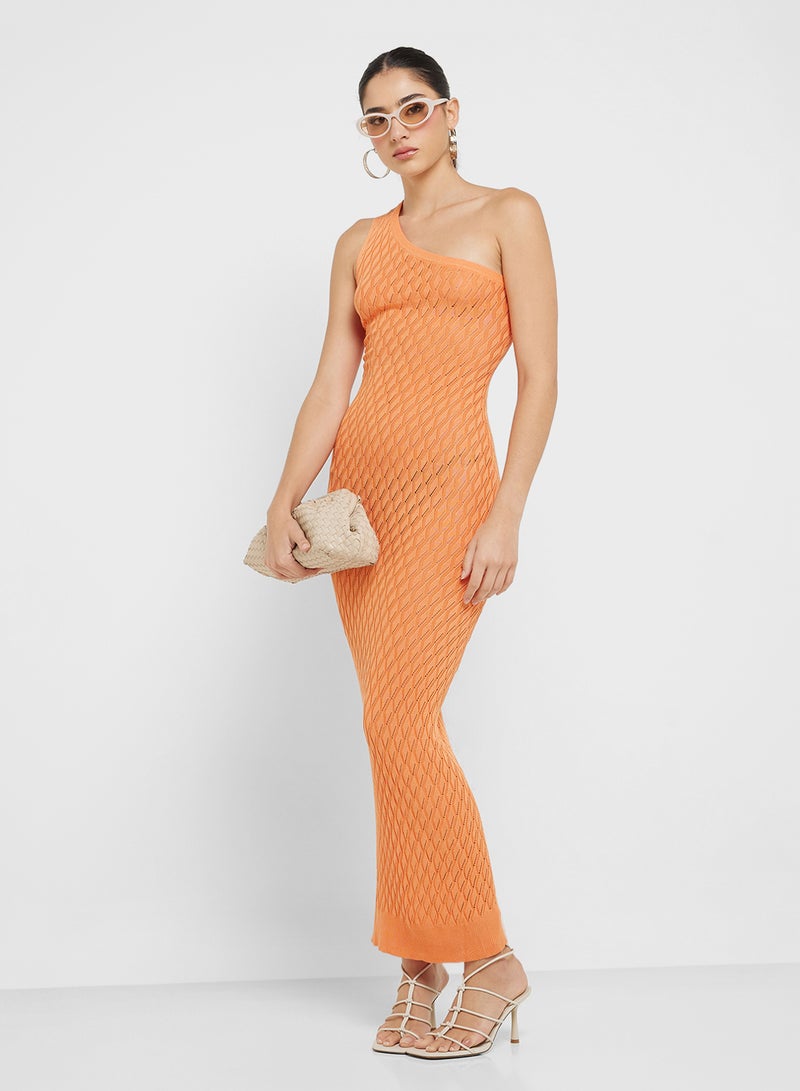 جينجر فستان محبوك بكتف واحد - Image 4