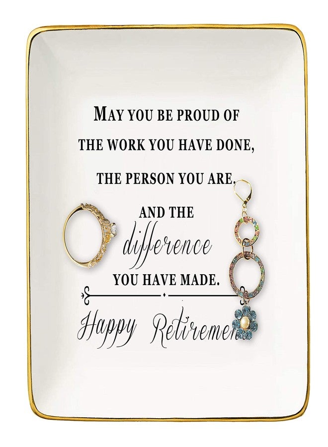 Topthink Women Happy Retirement Gift-Female Retired Presents for Teacher,Nurse,Doctor,Colleague,Best Friend,Mom,Sister,Grandma,Godmother,Boss Lady -Ceramic Jewelry Trays Holder Ring Dish With White Gift Box - Image 1