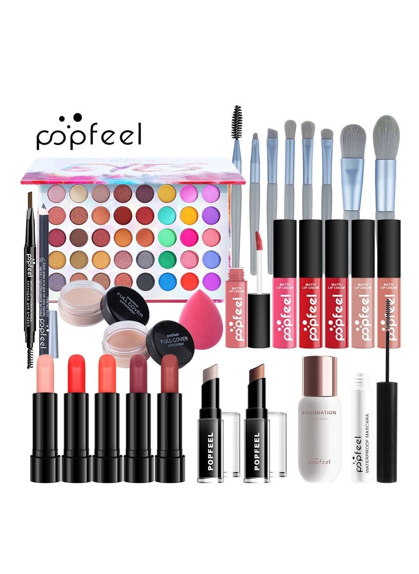 30 Pcs/set Professional Makeup Kit for Women Full Kit, Makeup Set Cosmetic Make Up Kit with Makeup Bag Include Eyeshadow Palette Makeup Brushes Set Lipstick Lip Gloss Foundation Concealer 