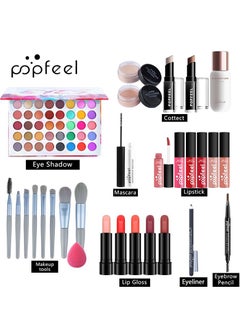 popfeel 30 Pcs/set Professional Makeup Kit for Women Full Kit, Makeup Set Cosmetic Make Up Kit with Makeup Bag Include Eyeshadow Palette Makeup Brushes Set Lipstick Lip Gloss Foundation Concealer  - Image 2