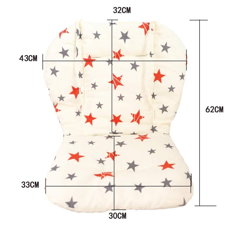 Twoworld Baby High Chair Seat Cushion Liner Mat Pad Cover and High Chair Straps (5 Point Harness) 1 Suit (Stars) - Image 4