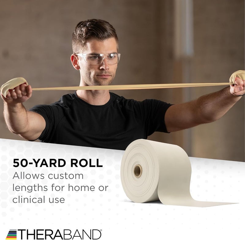 THERABAND Professional Resistance Bands - 50 Yard Roll, Extra Thin Tan Latex Elastic Band for Upper & Lower Body Exercise, Physical Therapy, Pilates, and Rehab - Image 5