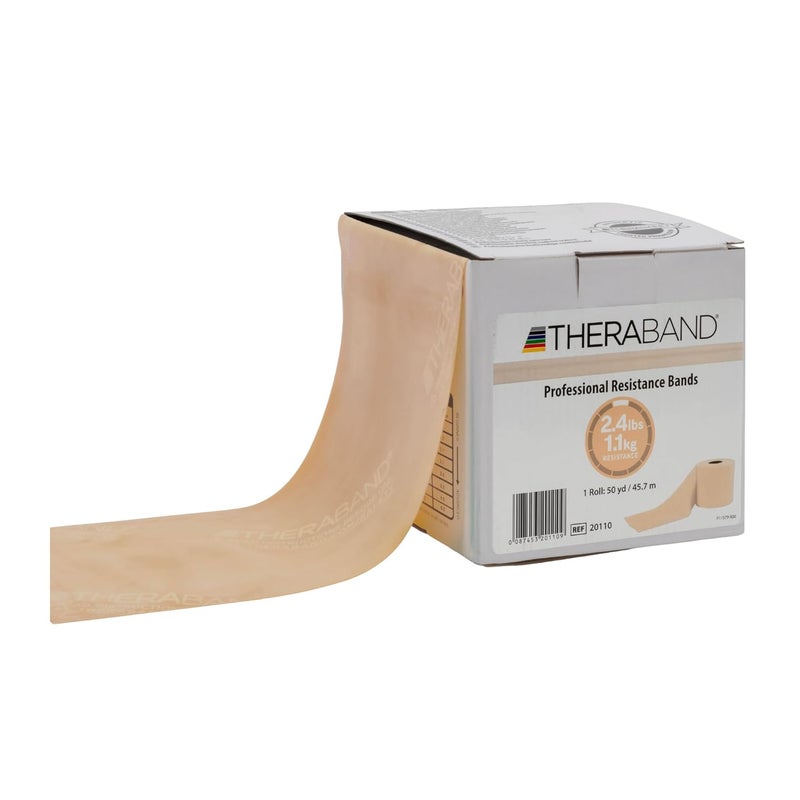 THERABAND Professional Resistance Bands - 50 Yard Roll, Extra Thin Tan Latex Elastic Band for Upper & Lower Body Exercise, Physical Therapy, Pilates, and Rehab - Image 1
