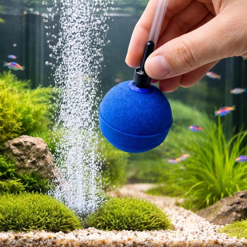 8 Pcs Fish Tank Air Stone, Spherical 2 in Blue Oxygen Diffuser, Mineral Bubbler, Quiet Operation, Fine Bubbles, Increase Oxygen - Image 4
