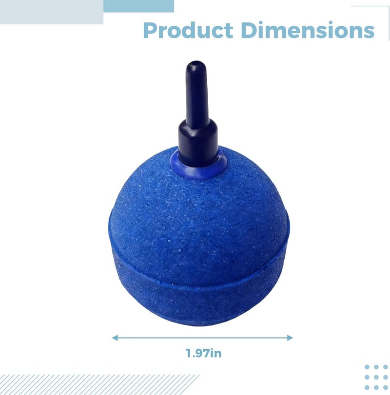 8 Pcs Fish Tank Air Stone, Spherical 2 in Blue Oxygen Diffuser, Mineral Bubbler, Quiet Operation, Fine Bubbles, Increase Oxygen - Image 2