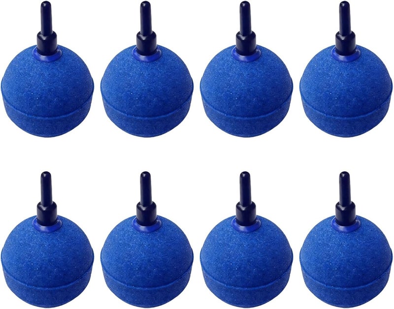 8 Pcs Fish Tank Air Stone, Spherical 2 in Blue Oxygen Diffuser, Mineral Bubbler, Quiet Operation, Fine Bubbles, Increase Oxygen - Image 1