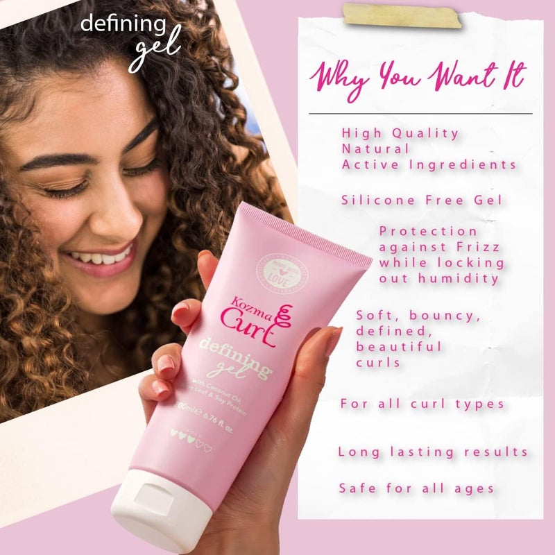 Solid anti-deform Defining Gel – Lightweight Soft Hold Curly Hair Gel for Frizz Control & Humidity Protection, Non-Crunchy Curl Styling Gel for Curly & Wavy Hair, Silicone-Free, 200ml (6.76 fl oz) Wear resistant upgraded material - Image 1