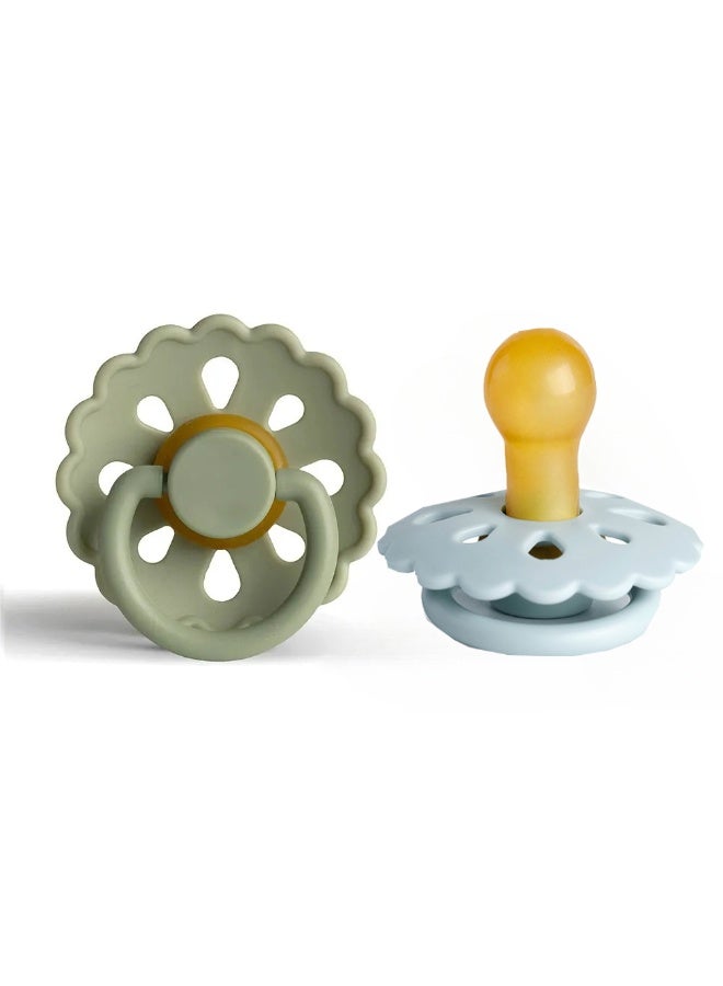 joybuy 2 Pack Natural Latex Pacifier, Flower-Shaped Baby Pacifier, Suitable for Boy or Girl, 0 - 6 Months - Image 2