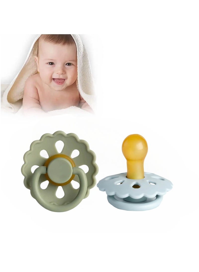joybuy 2 Pack Natural Latex Pacifier, Flower-Shaped Baby Pacifier, Suitable for Boy or Girl, 0 - 6 Months - Image 1