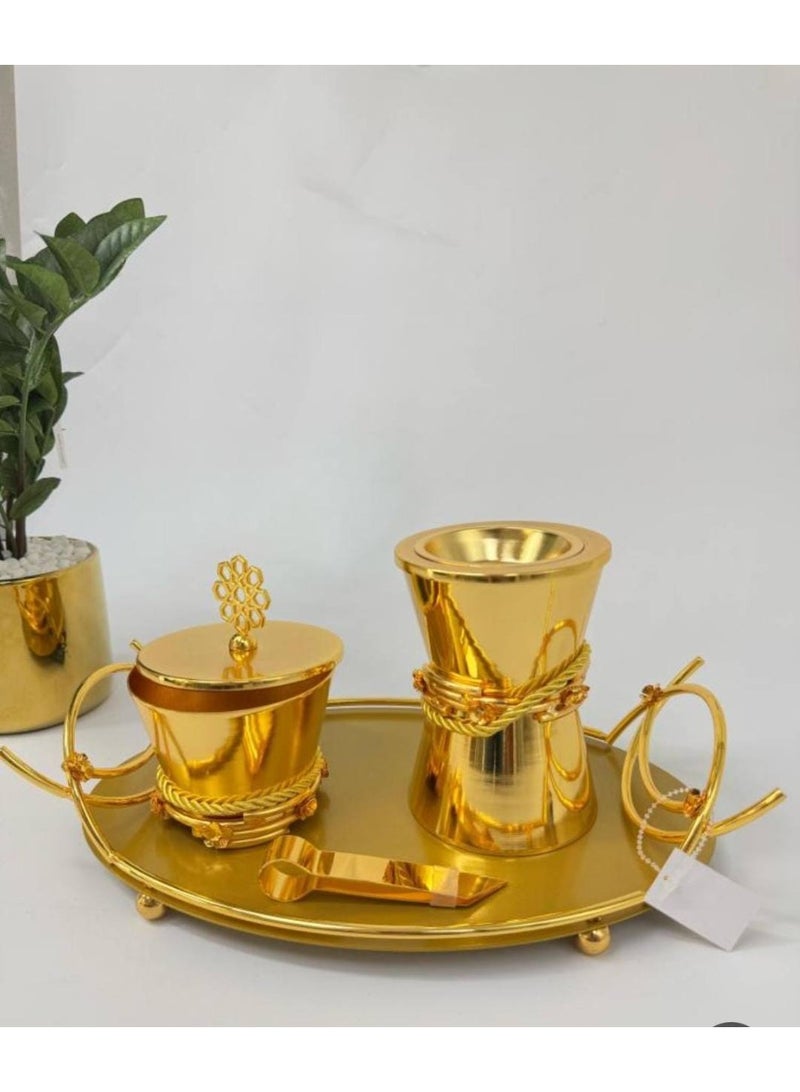 ناما طقم مبخره ملكي عصري ، لون ذهبي - Image 3