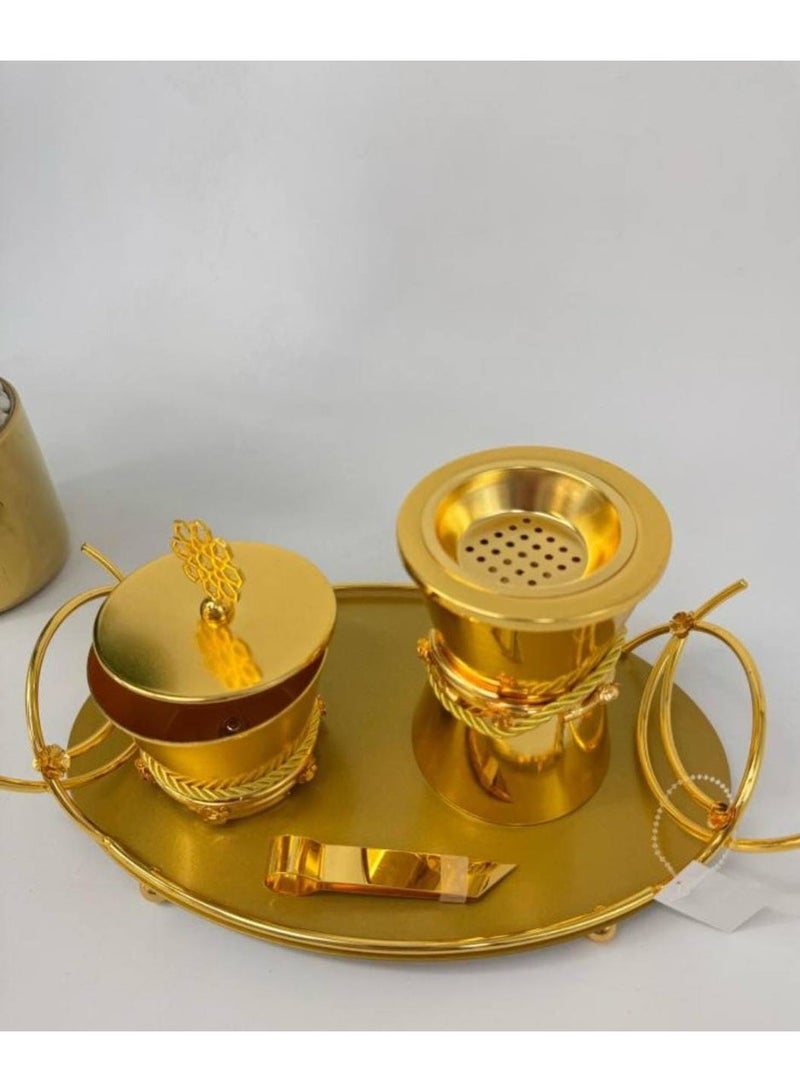 ناما طقم مبخره ملكي عصري ، لون ذهبي - Image 1