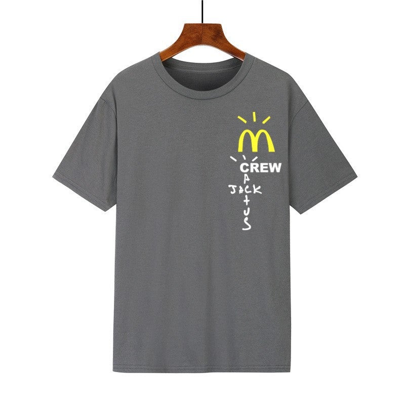 Men'S T-Shirt Summer -Selling Trendy Brand Pure Cotton Short-Sleeved Men'S And Women'S Pure Color Printed T-Shirt Loose Casual Couple Wear - Image 5