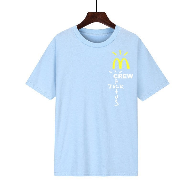 Men'S T-Shirt Summer -Selling Trendy Brand Pure Cotton Short-Sleeved Men'S And Women'S Pure Color Printed T-Shirt Loose Casual Couple Wear - Image 2