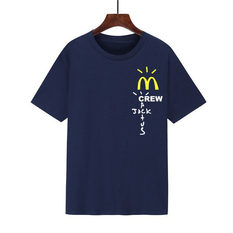 Men'S T-Shirt Summer -Selling Trendy Brand Pure Cotton Short-Sleeved Men'S And Women'S Pure Color Printed T-Shirt Loose Casual Couple Wear - Image 3