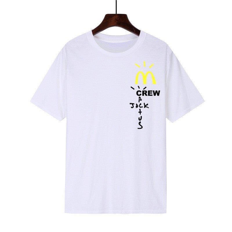 Men'S T-Shirt Summer -Selling Trendy Brand Pure Cotton Short-Sleeved Men'S And Women'S Pure Color Printed T-Shirt Loose Casual Couple Wear - Image 1