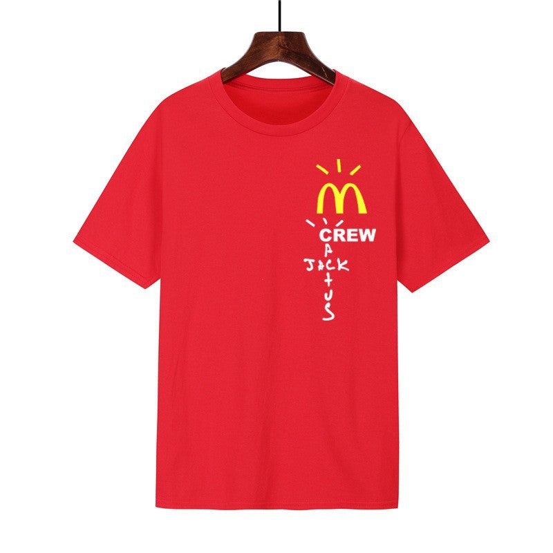 Men'S T-Shirt Summer -Selling Trendy Brand Pure Cotton Short-Sleeved Men'S And Women'S Pure Color Printed T-Shirt Loose Casual Couple Wear - Image 4