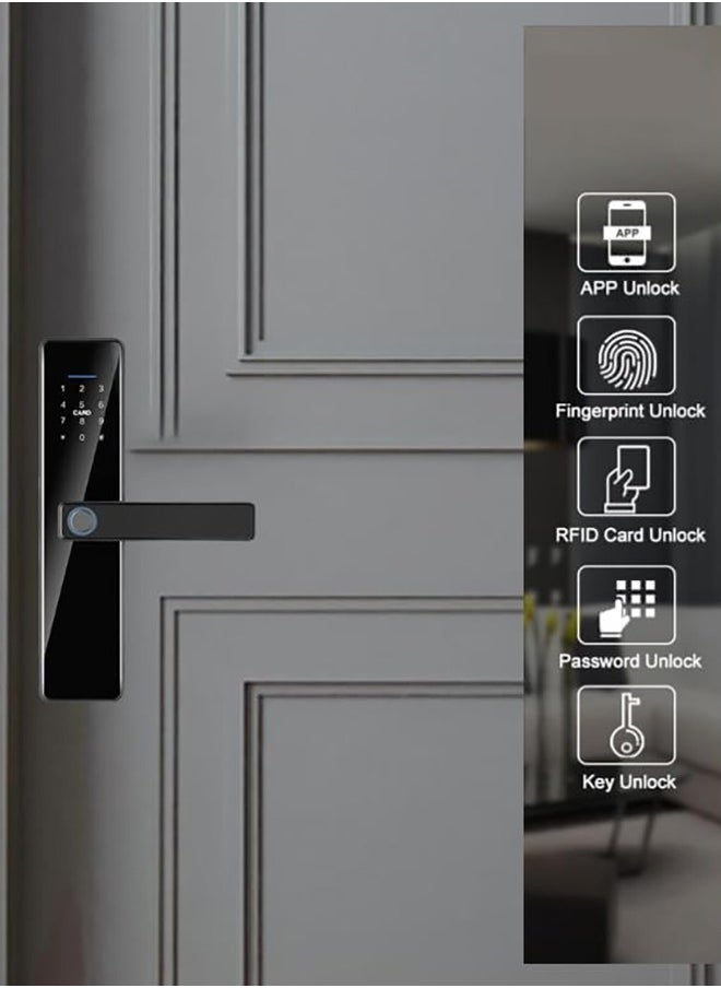 Generic - Smart Door Lock Keypad Door Lock with Handle Electronic Deadbolt Door Lock Digital Smart Door Lock 5-in-1multi-function Smart Door Lock App/Fingerprint/Card/Key/Code Unlock - Image 1