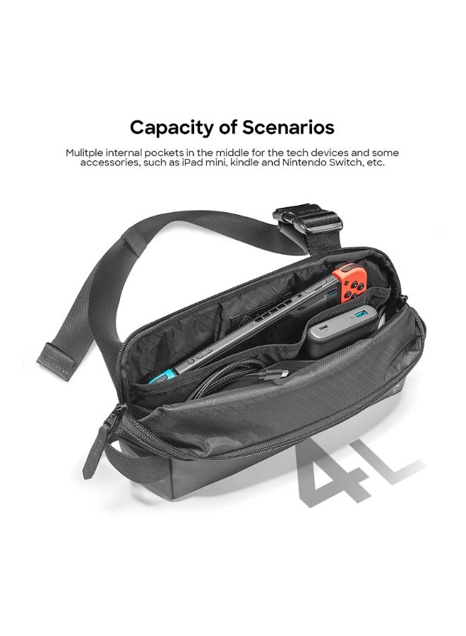 Tomtoc Crossbody Sling Bag 3L Water-Resistant Lightweight Chest Bag Compatible with 8.3” iPad Mini, Nintendo Switch 2 / OLED – TOMTOC Explorer-T21 Small EDC Shoulder Bag for Men & Women Travel Hiking - Image 3