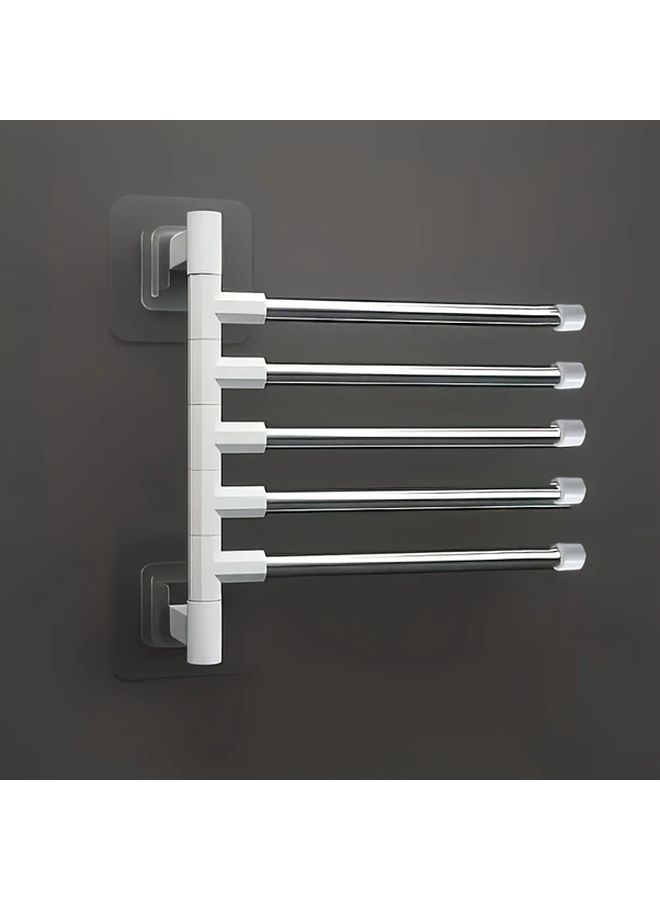 Modern Wall Mounted Bathroom Towel Rack With 180 Degree Rotating Hooks No Drill Stainless Steel And Plastic Design Suction Cup Organizer For Towels And Toiletries Space Saving Multi Hook Storage Solution Durable Plastic Body Towel Holder For Bathroom 5th Floor - Image 3
