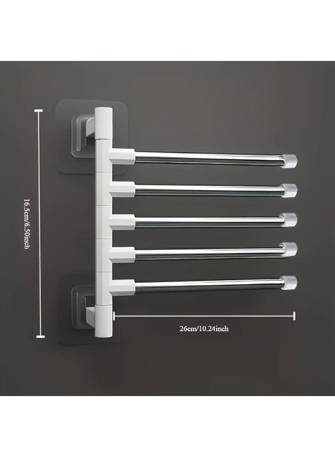 Modern Wall Mounted Bathroom Towel Rack With 180 Degree Rotating Hooks No Drill Stainless Steel And Plastic Design Suction Cup Organizer For Towels And Toiletries Space Saving Multi Hook Storage Solution Durable Plastic Body Towel Holder For Bathroom 5th Floor - Image 4