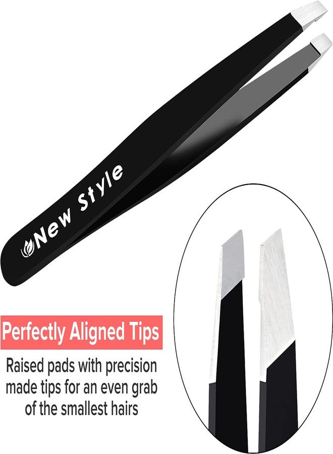 NEW STYLE Slant Tweezers (10-Pack) - Professional Slant-Tip Tweezers in Separate Sleeves for Eyebrows and Facial Hair - Stainless Steel Brow Shaping Hair Plucker for Expert Precision Personal Care - Image 2