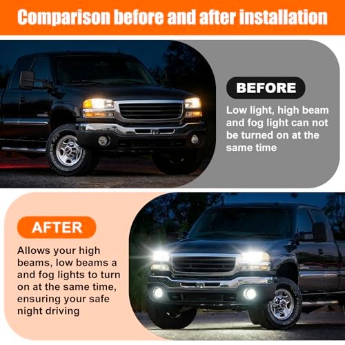 IHOUMEX 6 High Mod Auto Front Light Module Simultaneously Turn On Low Beam High Beam Fog Lights for 2003-2007 Chevy Silverado GMC Sierra 1500/2500/3500 Classic - Image 5