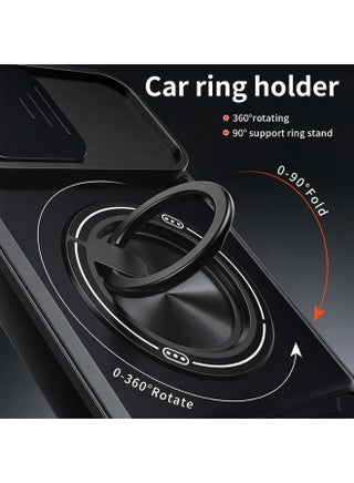 for iPhone 15 Plus Case Cover， Camera Sliding Window，Convenient-Bracket，Magnetic Suction Durability Four In One Protection Phone Case for iPhone 15 Plus，Black. - view 2