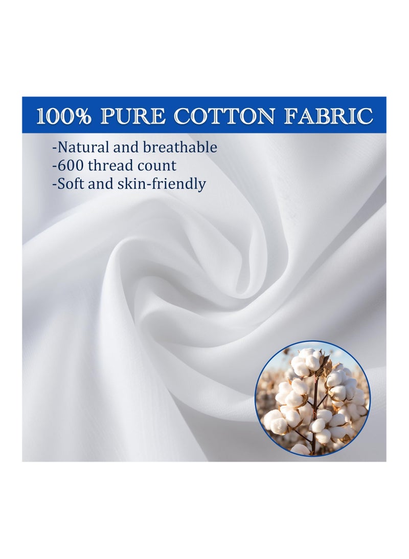 Precoco White Pillow Cases Standard Size-100% Cotton Pillowcase Covers with Zipper Hidden, Breathable & Ultra Soft/Pillow Covers for Easy Care, Set of 2 - Image 3