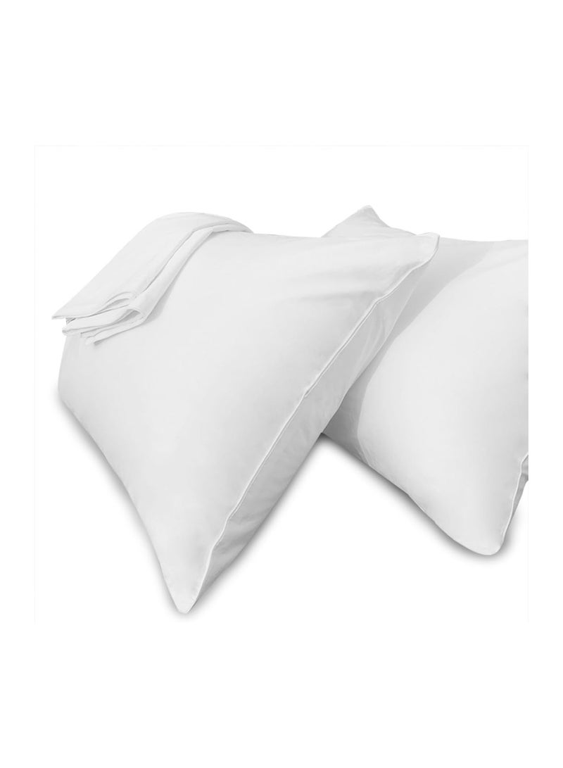 Precoco White Pillow Cases Standard Size-100% Cotton Pillowcase Covers with Zipper Hidden, Breathable & Ultra Soft/Pillow Covers for Easy Care, Set of 2 - Image 1